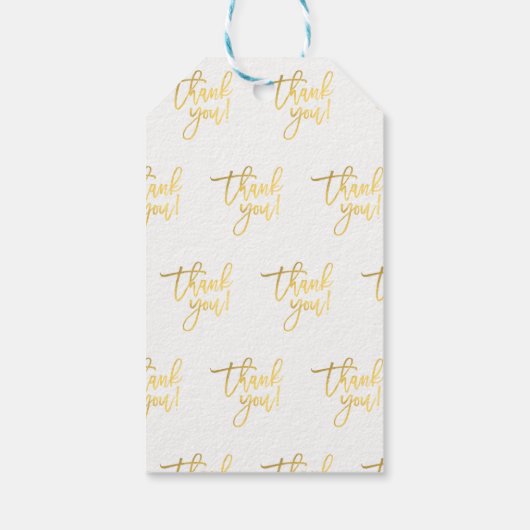 Étiquettes-cadeau Merci Gold Foil Script moderne Mariage Faveur (Dos)