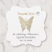 Étiquettes Cadeau Merci Gold Quinceanera (Dos)