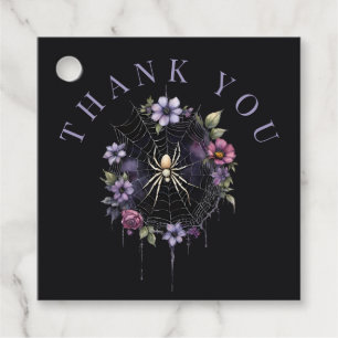 Étiquettes Cadeau Merci gothique violet Floral Spiderweb