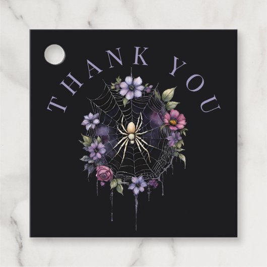 Étiquettes Cadeau Merci gothique violet Floral Spiderweb (Devant)