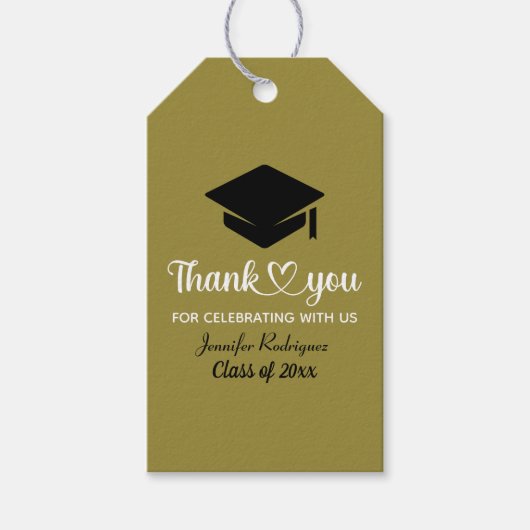 Étiquettes-cadeau Merci Grad Amour Et Merci Graduation Cap (Devant)