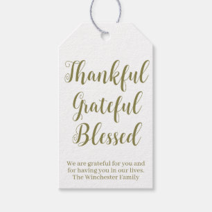 Étiquettes-cadeau Merci Grateful Blessé sage vacances de script