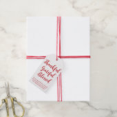 Étiquettes-cadeau Merci Grateful Blessé script rouge vacances texte (Avec de la ficelle)