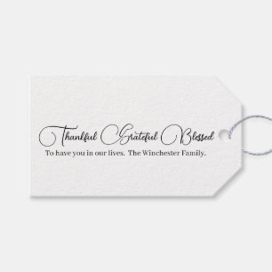 Étiquettes-cadeau Merci Grateful Blessé script Thanksgiving