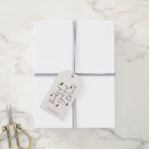 Étiquettes-cadeau Merci Gratuit Béni Automne Feuilles Typographie