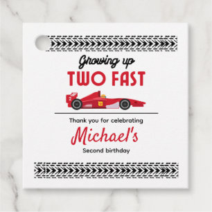 Étiquettes Cadeau Merci Grossissant deux Fast Red Race Car Boy 2e