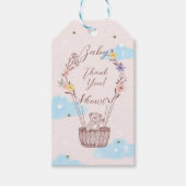 Étiquettes-cadeau Merci Hot Air Balloon Teddy Bear rose (Devant)