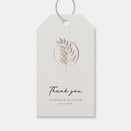 Étiquettes-cadeau Merci ivoire luxueux  (Devant)