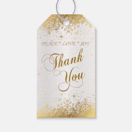 Étiquettes-cadeau Merci jolie satin blanc et or (Devant)