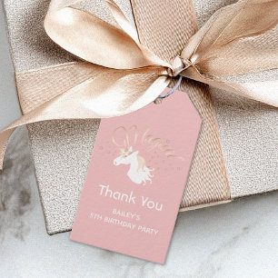 Étiquettes-cadeau Merci Licorne Magique Rose Moderne