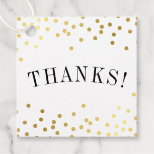 Étiquettes Cadeau MERCI luxe chic taches de confetti or grâce