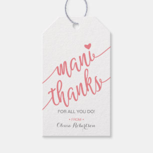 Étiquettes-cadeau Merci Mani Tag, Tag Manicure, Rose