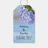 Étiquettes-cadeau Merci mariage à fleurs hydrangée bleu et violet (Devant)