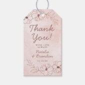 Étiquettes-cadeau Merci Mariage à huile rose et Rose (Devant)