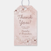 Étiquettes-cadeau Merci Mariage à huile rose et Rose (Dos)