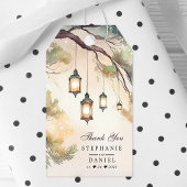Étiquettes-cadeau Merci Mariage à lanterne botanique d'arbre rustiqu