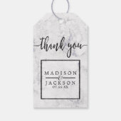 Étiquettes-cadeau Merci Mariage blanc et gris chic (Dos)