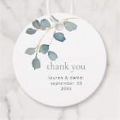 Étiquettes Cadeau Merci Mariage bleu clair simple (Devant)