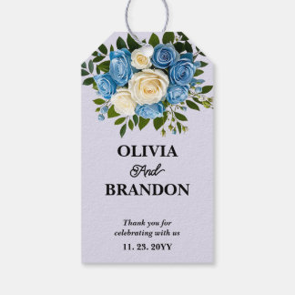 Étiquettes-cadeau Merci Mariage bleu et blanc