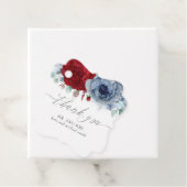 Étiquettes Cadeau Merci Mariage bleu et bordeaux (En situation)