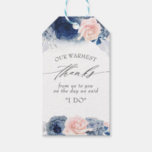 Étiquettes-cadeau Merci Mariage bleu et rose poussiéreux