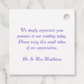 Étiquettes Cadeau Merci Mariage bleu violet (Dos)