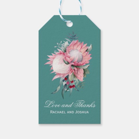 Étiquettes-cadeau Merci Mariage botanique du roi Protea (Devant)