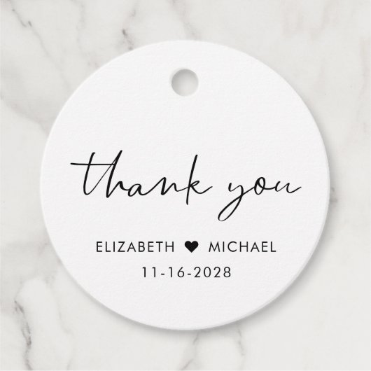 Étiquettes Cadeau Merci Mariage chic (Devant)