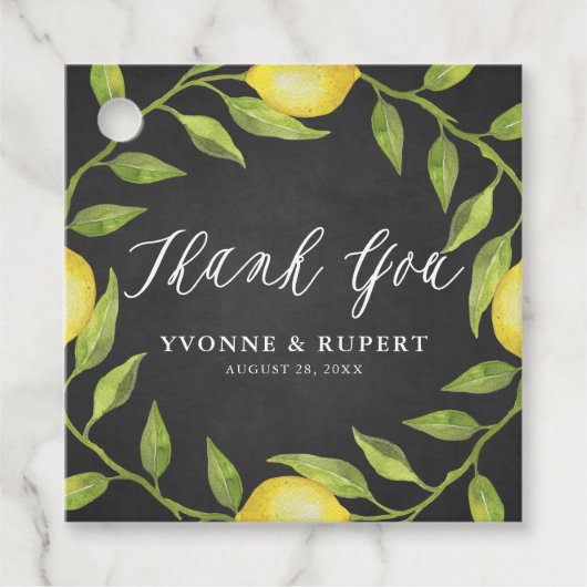 Étiquettes Cadeau Merci Mariage citron vert couronne de fer (Devant)