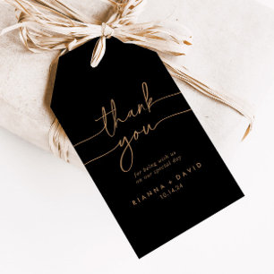 Étiquettes-cadeau Merci Mariage classique Black Gold