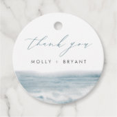Étiquettes Cadeau Merci Mariage d'aquarelle bleu côtier (Devant)