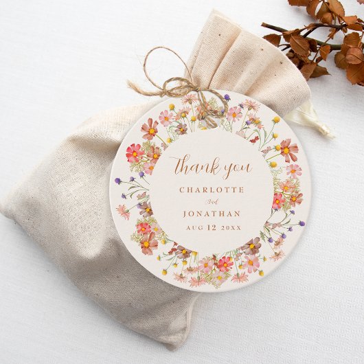 Étiquettes Cadeau Merci Mariage de automne floral Boho