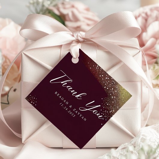 Étiquettes Cadeau Merci Mariage de Crimson profond de nuit étoilé