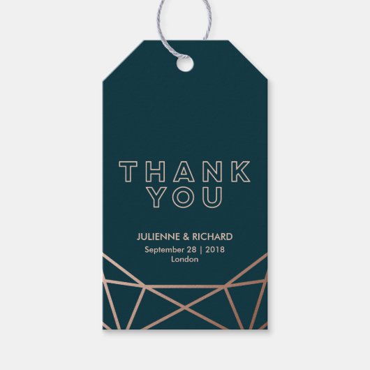 Étiquettes-cadeau Merci Mariage de diamant géométrique Favoriser (Devant)