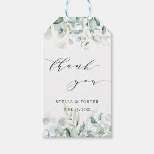 Étiquettes-cadeau Merci Mariage de feuillage vert aquarelle