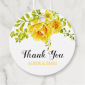 Étiquettes Cadeau Merci mariage de fleurs d'aquarelle jaune (Devant)