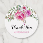 Étiquettes Cadeau Merci mariage de fleurs d'aquarelle rose (Devant)