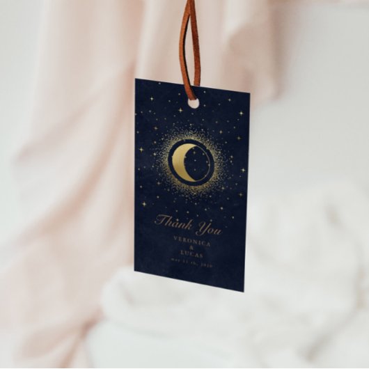 Étiquettes-cadeau Merci Mariage de la Lune d'or céleste