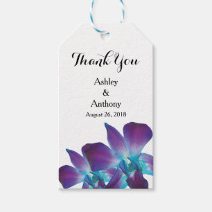 Étiquettes-cadeau Merci Mariage de l'orchidée bleue Dendrobium
