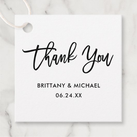Étiquettes Cadeau Merci Mariage de script de brosse moderne (Devant)