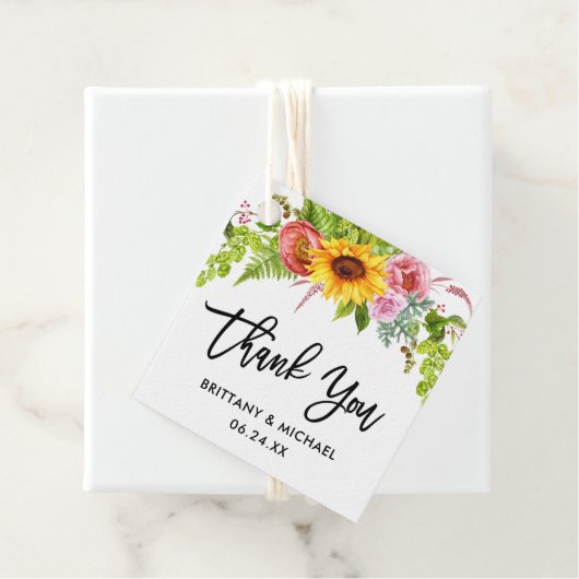 Étiquettes Cadeau Merci Mariage de script de brosse moderne (En situation)