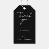 Étiquettes-cadeau Merci Mariage de script moderne noir (Devant)