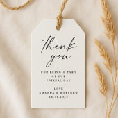 Étiquettes-cadeau Merci Mariage de script neutre | Noir & Blanc