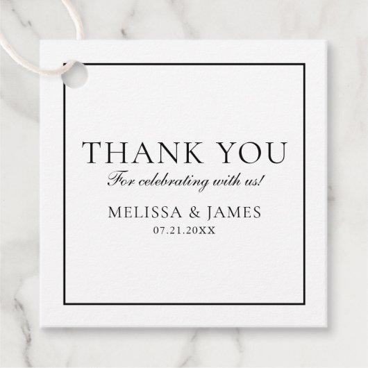 Étiquettes Cadeau Merci Mariage de script simple blanc (Devant)