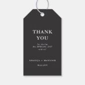 Étiquettes-cadeau Merci Mariage de texture de marbre d'or (Dos)