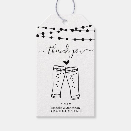Étiquettes-cadeau Merci Mariage de toast de bière - Rustic Kraft (Devant)