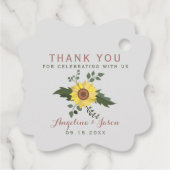 Étiquettes Cadeau Merci Mariage de tournesol (Dos)