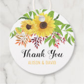 Étiquettes Cadeau Merci mariage de tournesol jaune (Devant)