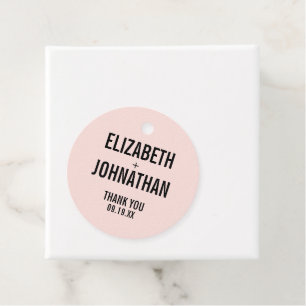 Étiquettes Cadeau Merci Mariage de typographie rose simple et minima