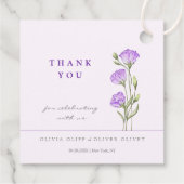 Étiquettes Cadeau Merci Mariage des Eustomas pourpres (Dos)